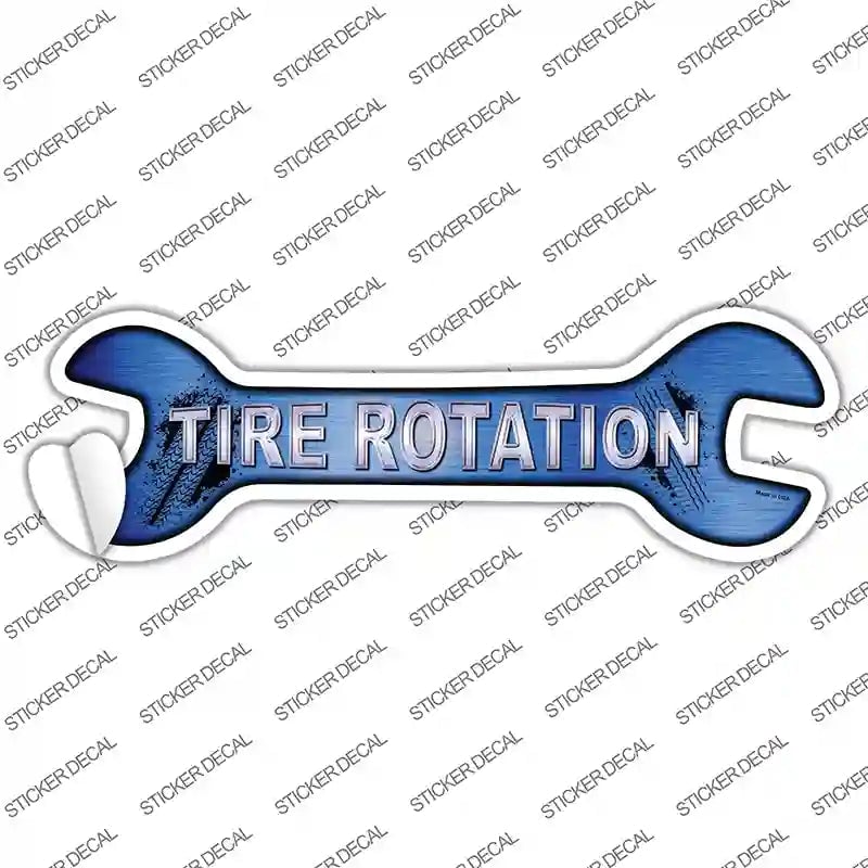 W-019s-L Tire Rotation Novelty Wrench Sticker Decal - Large