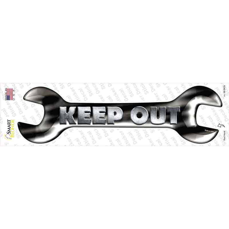 W-043s-M Keep Out Novelty Wrench Sticker Decal - Medium
