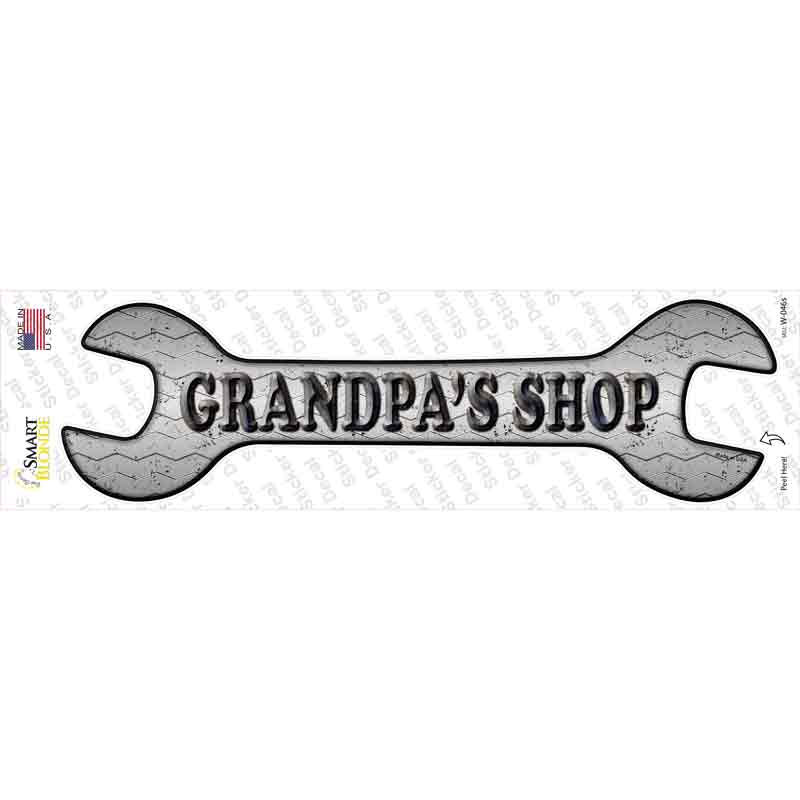 W-046s-M Grandpas Shop Novelty Wrench Sticker Decal - Medium