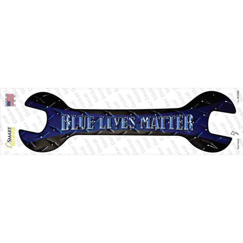W-048s-M Blue Lives Matter Novelty Wrench Sticker Decal - Medium