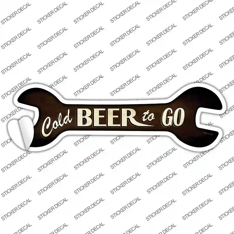 W-052s-L Cold Beer to Go Novelty Wrench Sticker Decal - Large