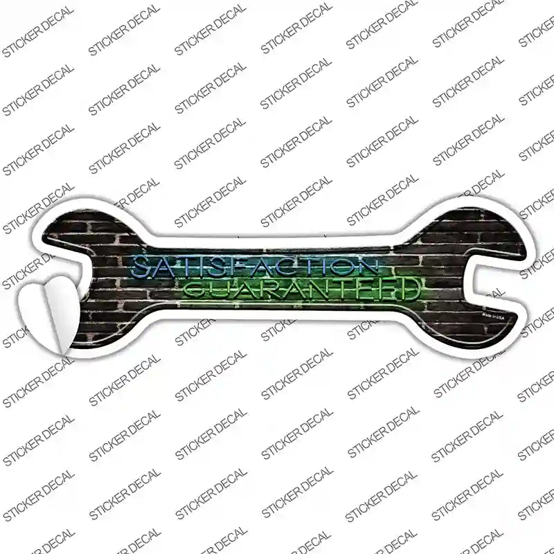 W-131s-L Satisfaction Guaranteed Novelty Wrench Sticker Decal - Large