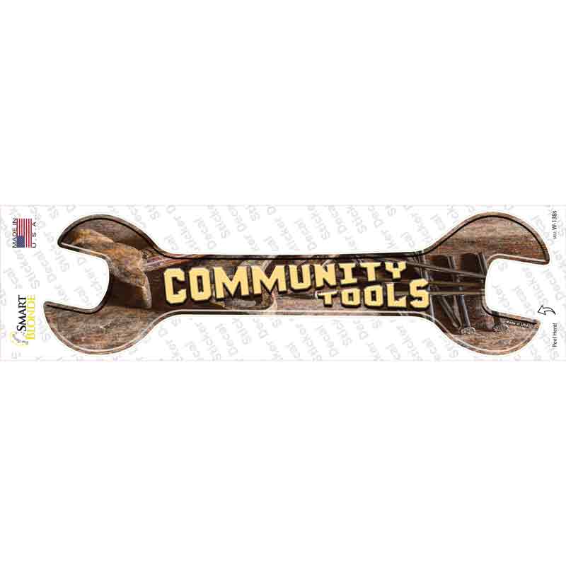 W-138s-M Community Tools Novelty Wrench Sticker Decal - Medium