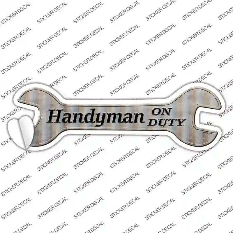W-145s-L Handyman on Duty Novelty Wrench Sticker Decal - Large