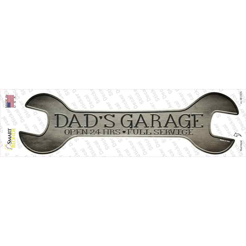 W-157s-M Dads Garage Novelty Wrench Sticker Decal - Medium
