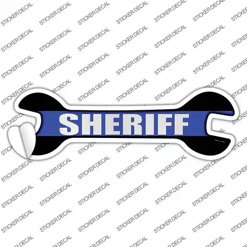 W-161s-XL Sheriff Thin Blue Line Novelty Wrench Sticker Decal - Extra Large