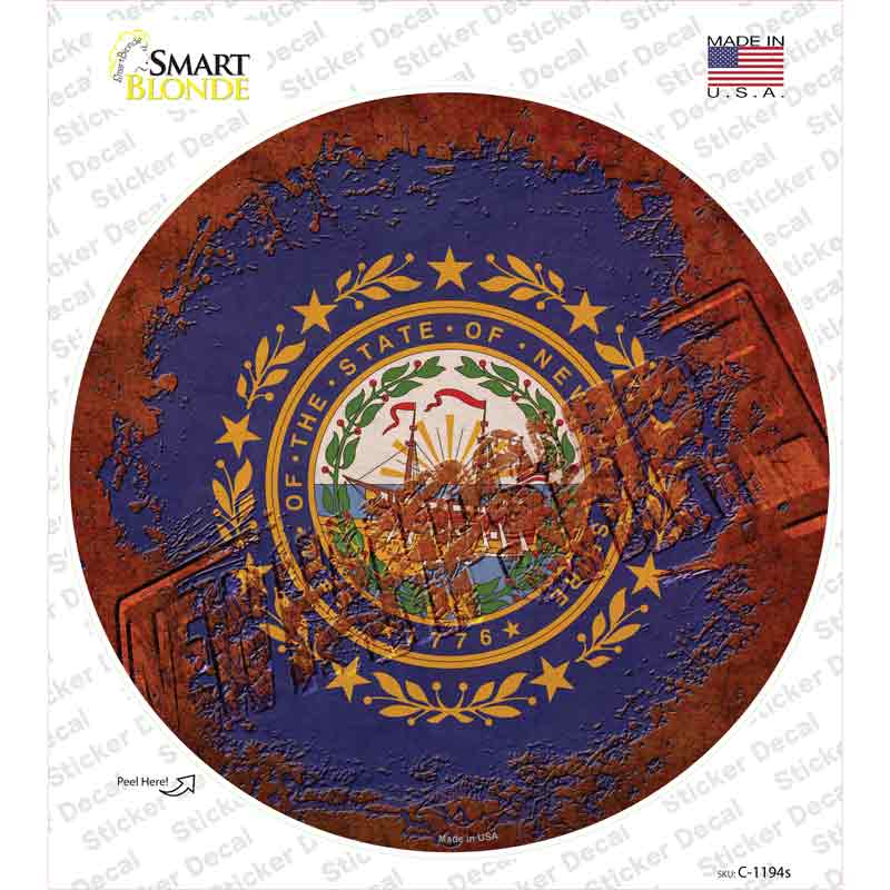 C-1194s-M   Hampshire Rusty Stamped Novelty Circle Sticker Decal - Medium