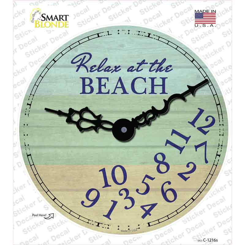 C-1216s-M Relax At the Beach Novelty Circle Sticker Decal - Medium