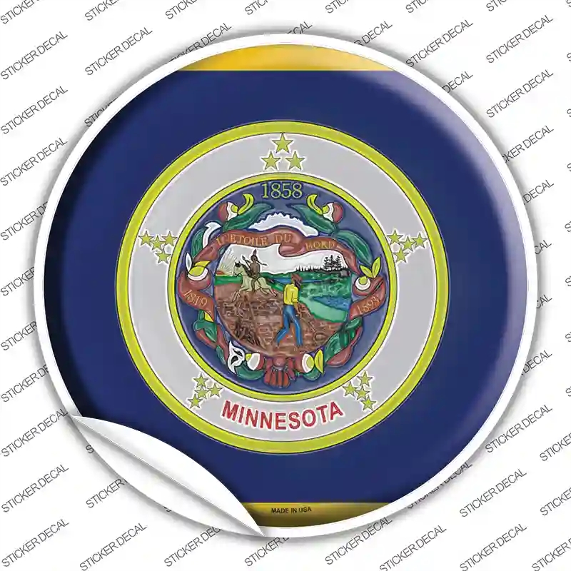 C-122s-S Minnesota State Flag Novelty Circle Sticker Decal - Small
