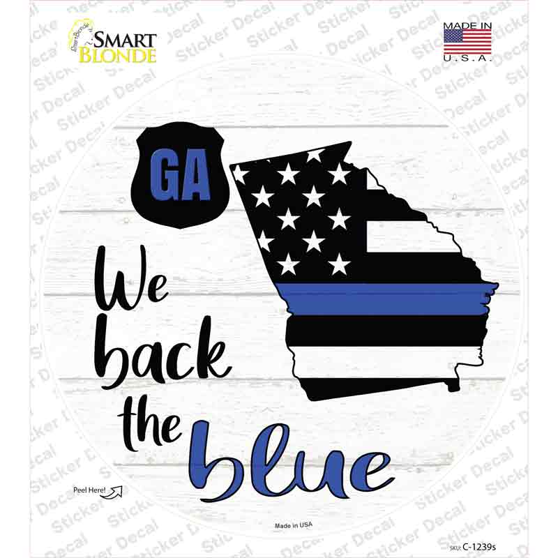 C-1239s-M Georgia Back the Blue Novelty Circle Sticker Decal - Medium