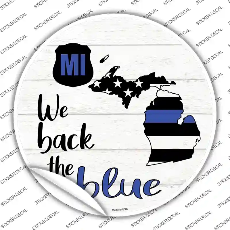 C-1251s-S Michigan Back the Blue Novelty Circle Sticker Decal - Small