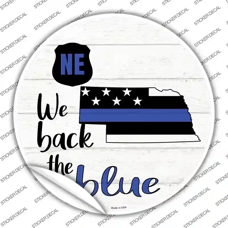 C-1256s-S Nebraska Back the Blue Novelty Circle Sticker Decal - Small