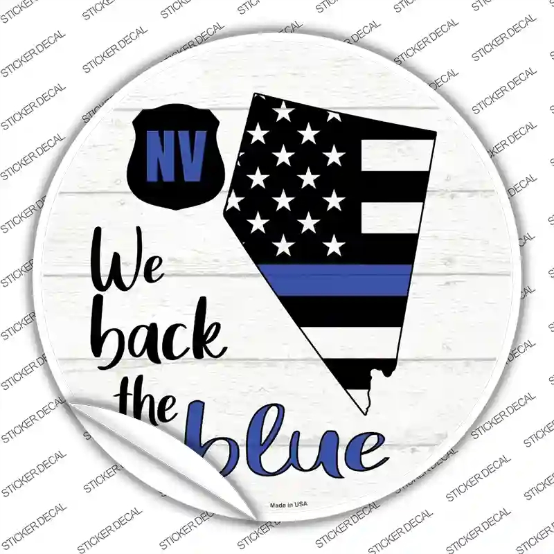 C-1257s-S Nevada Back the Blue Novelty Circle Sticker Decal - Small