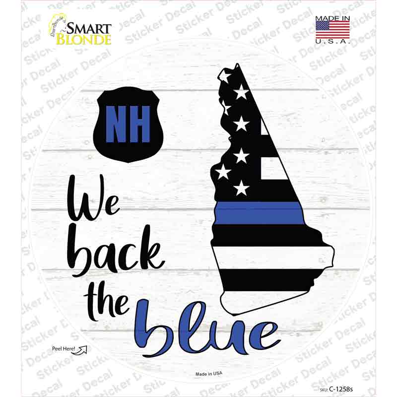 C-1258s-M   Hampshire Back the Blue Novelty Circle Sticker Decal - Medium