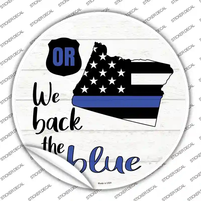 C-1266s-L Oregon Back the Blue Novelty Circle Sticker Decal - Large