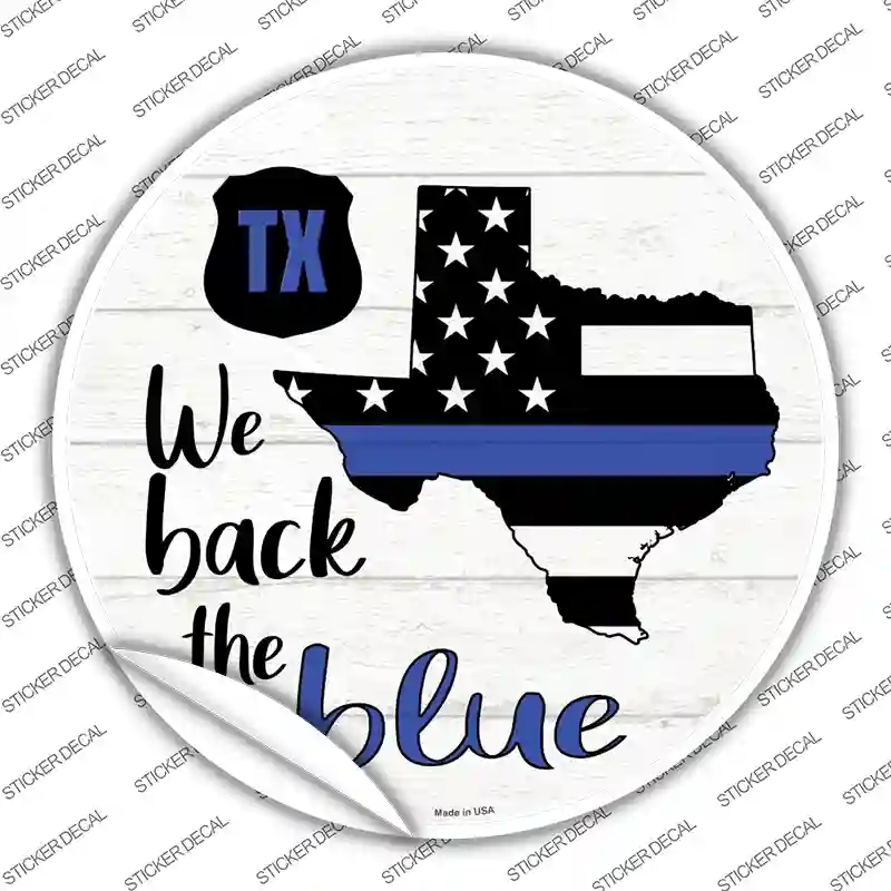 C-1272s-S Texas Back the Blue Novelty Circle Sticker Decal - Small