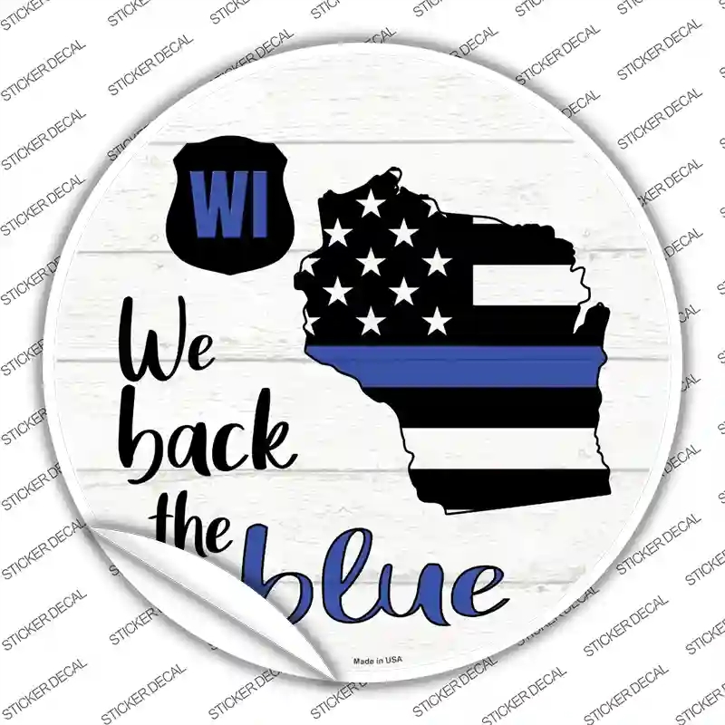 C-1278s-S Wisconsin Back the Blue Novelty Circle Sticker Decal - Small