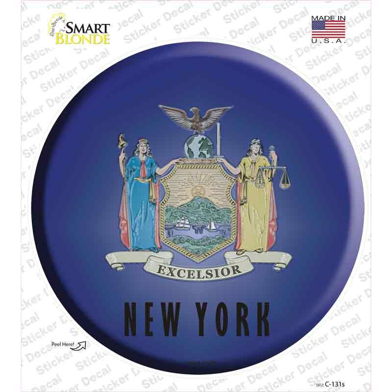 C-131s-M   York State Flag Novelty Circle Sticker Decal - Medium