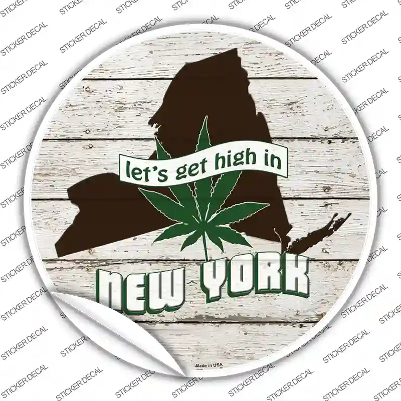 C-1321s-S Lets Get High in   York Novelty Circle Sticker Decal - Small