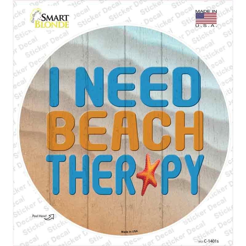 C-1401s-M I Need Beach Therapy Novelty Circle Sticker Decal - Medium