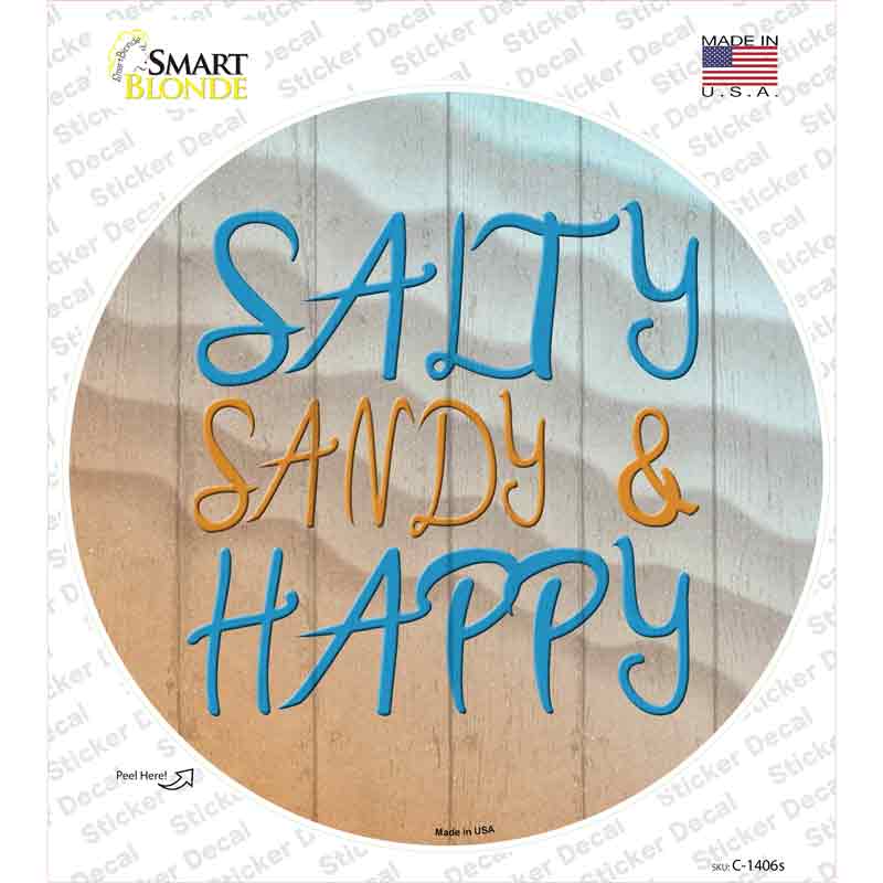 C-1406s-M Salty Sandy & Happy Novelty Circle Sticker Decal - Medium