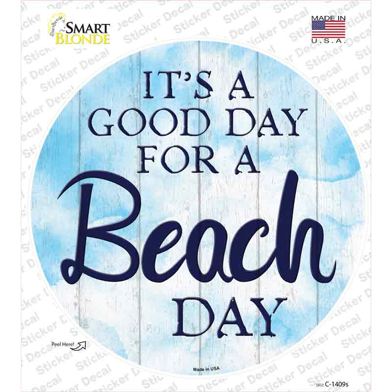 C-1409s-M Beach Day Novelty Circle Sticker Decal - Medium