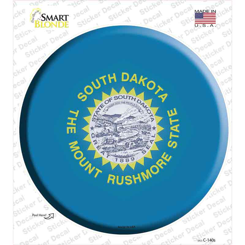 C-140s-M South Dakota State Flag Novelty Circle Sticker Decal - Medium