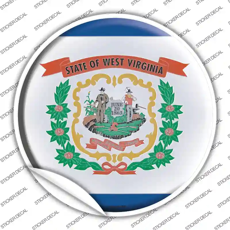C-147s-S West Virginia State Flag Novelty Circle Sticker Decal - Small