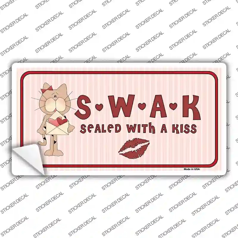 LP-5015s-S Sealed with A Kiss Kitty Novelty Sticker Decal - Small