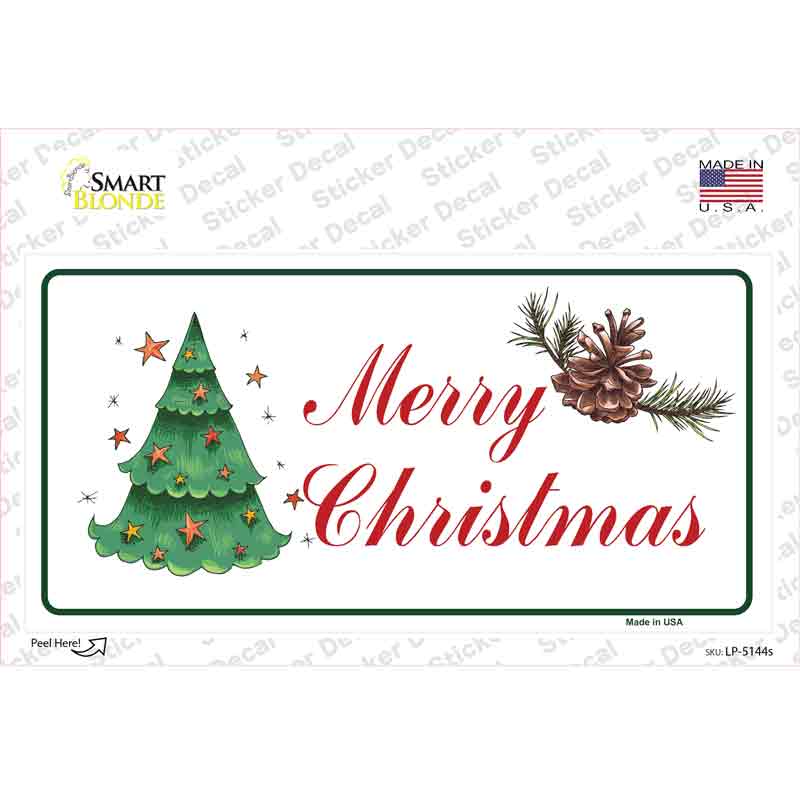 LP-5144s-M Merry Christmas Tree Novelty Sticker Decal - Medium
