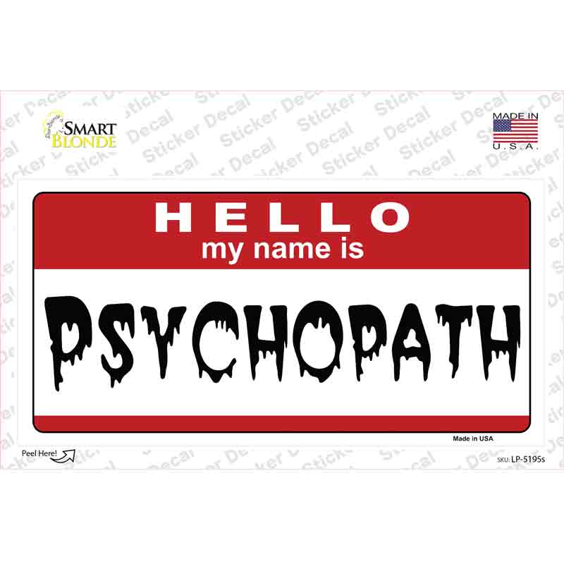 LP-5195s-M Psychopath Novelty Sticker Decal - Medium