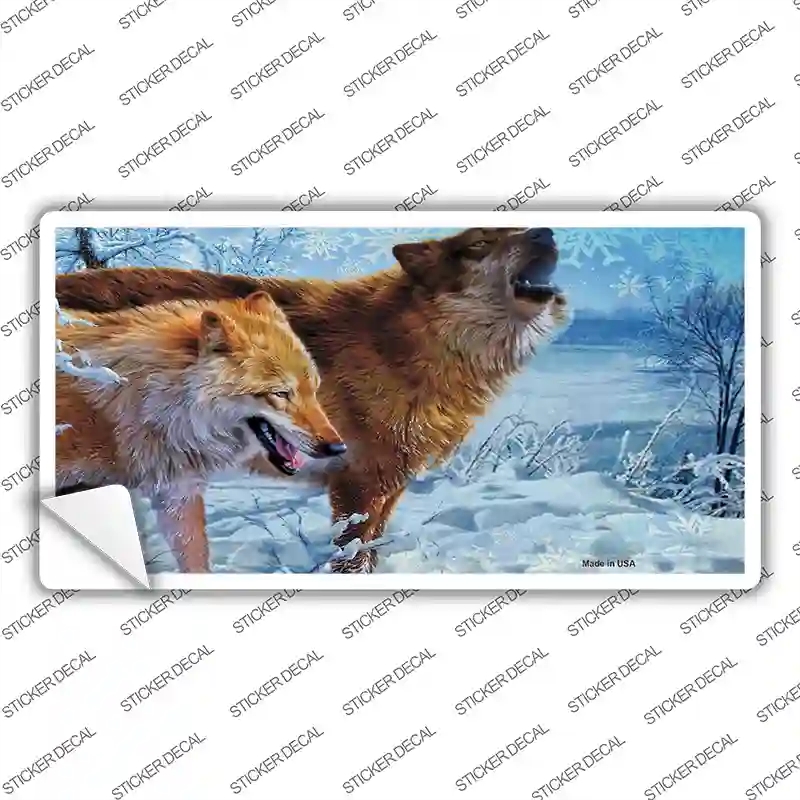 LP-552s-XL Wintertime Wolf Novelty Sticker Decal - Extra Large