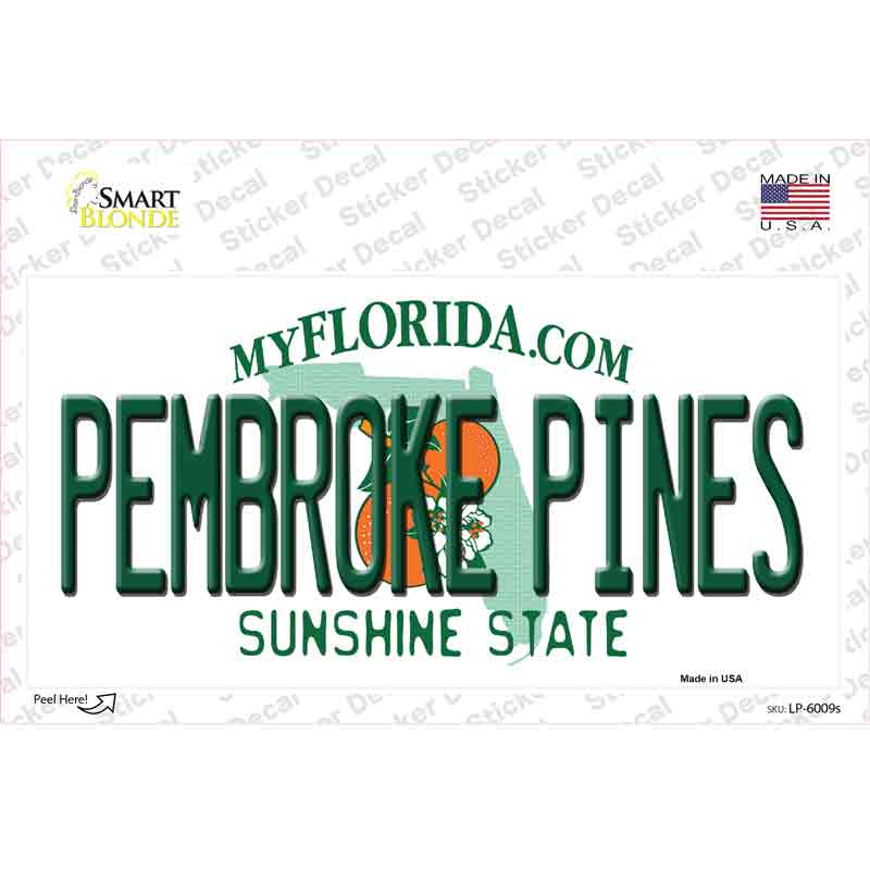 LP-6009s-M Pembroke Pines Florida Novelty Sticker Decal - Medium