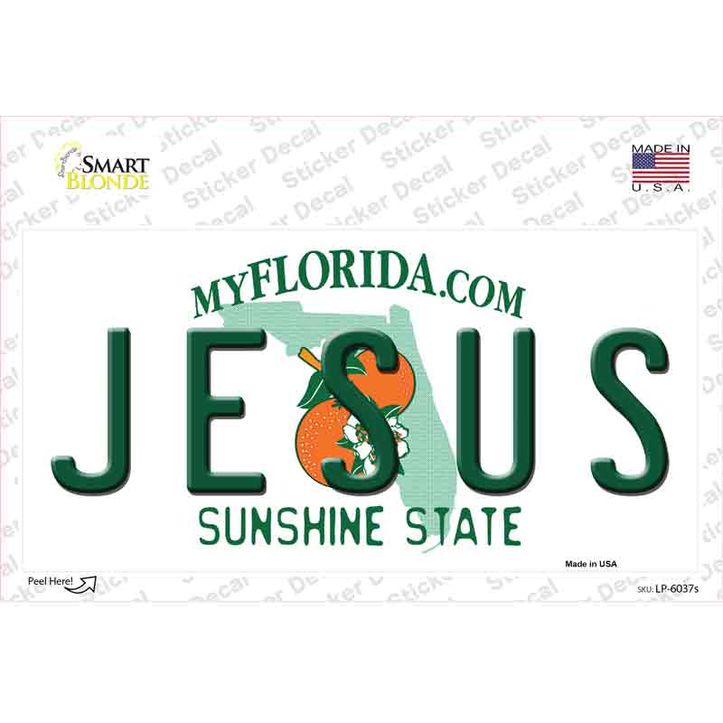 LP-6037s-M Jesus Florida Novelty Sticker Decal - Medium
