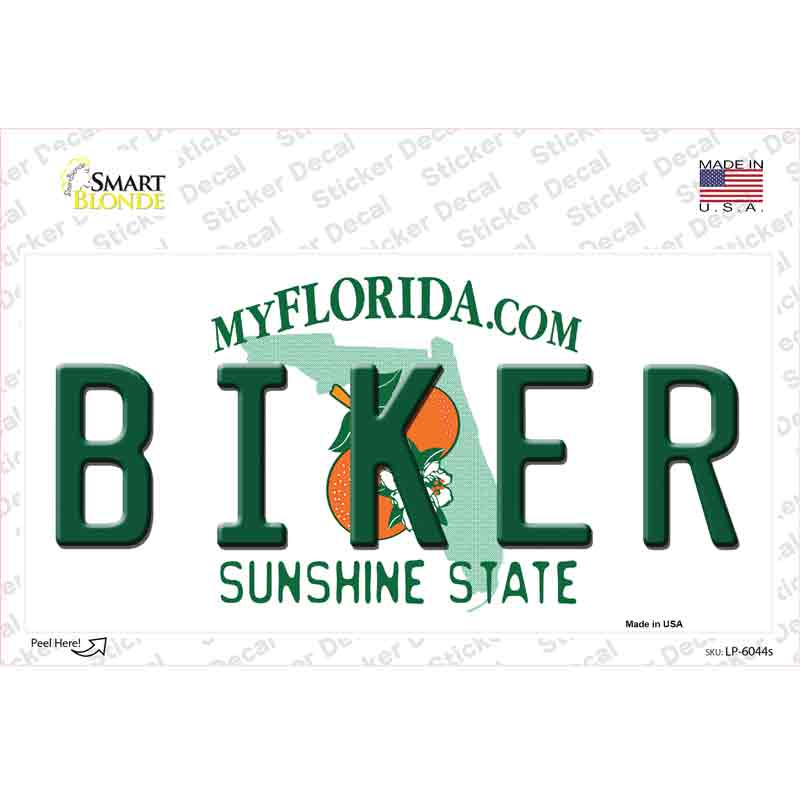 LP-6044s-M Biker Florida Novelty Sticker Decal - Medium