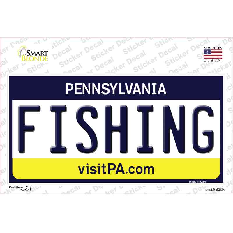 LP-6069s-M Fishing Pennsylvania State Novelty Sticker Decal - Medium