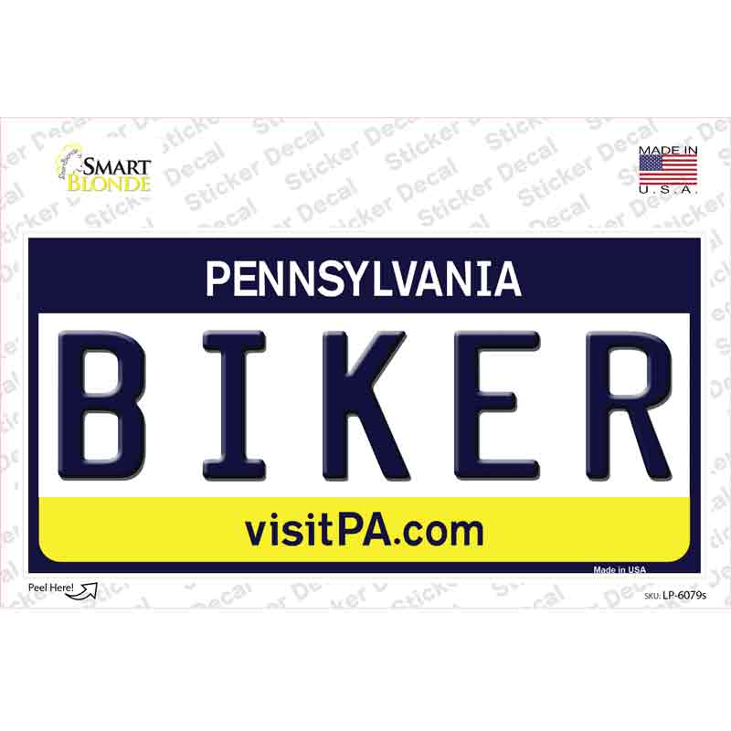 LP-6079s-M Biker Pennsylvania State Novelty Sticker Decal - Medium