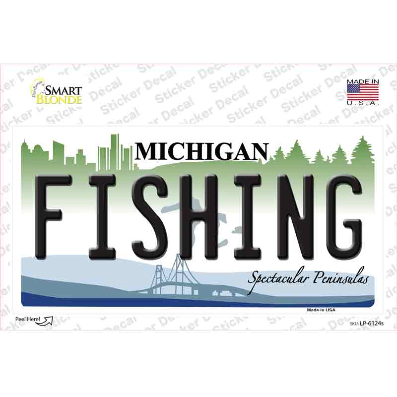 LP-6124s-M Fishing Michigan Novelty Sticker Decal - Medium