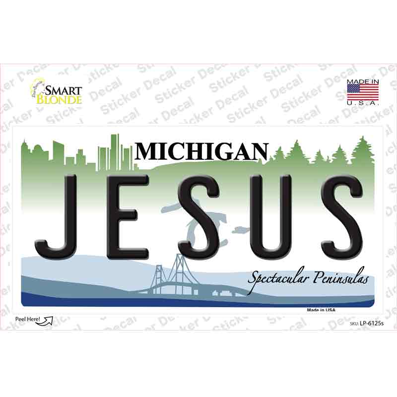 LP-6125s-M Jesus Michigan Novelty Sticker Decal - Medium
