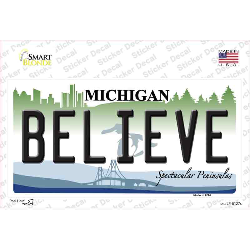 LP-6127s-M Believe Michigan Novelty Sticker Decal - Medium