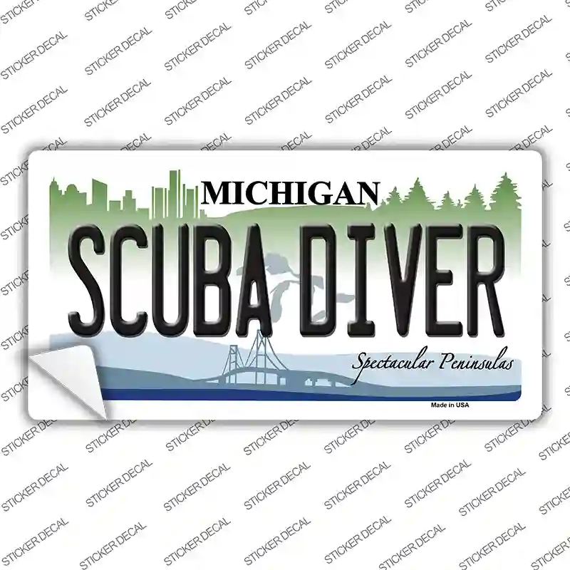 LP-6130s-XL Scuba Diver Michigan Novelty Sticker Decal - Extra Large