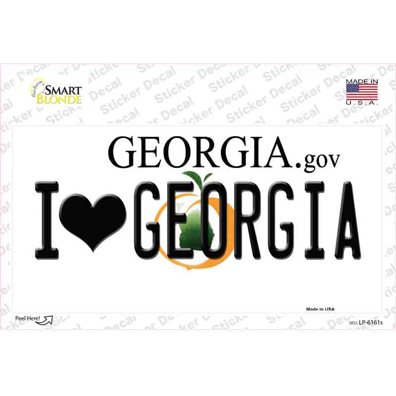 LP-6161s-M I Love Georgia Novelty Sticker Decal - Medium