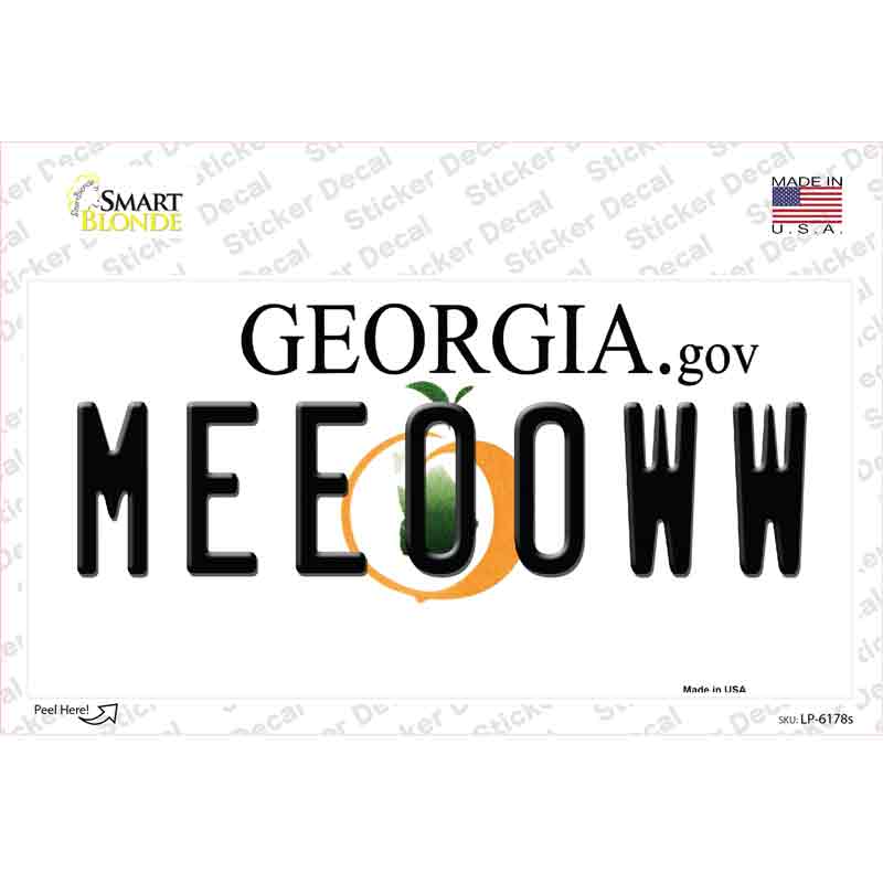 LP-6178s-M Meeooww Georgia Novelty Sticker Decal - Medium