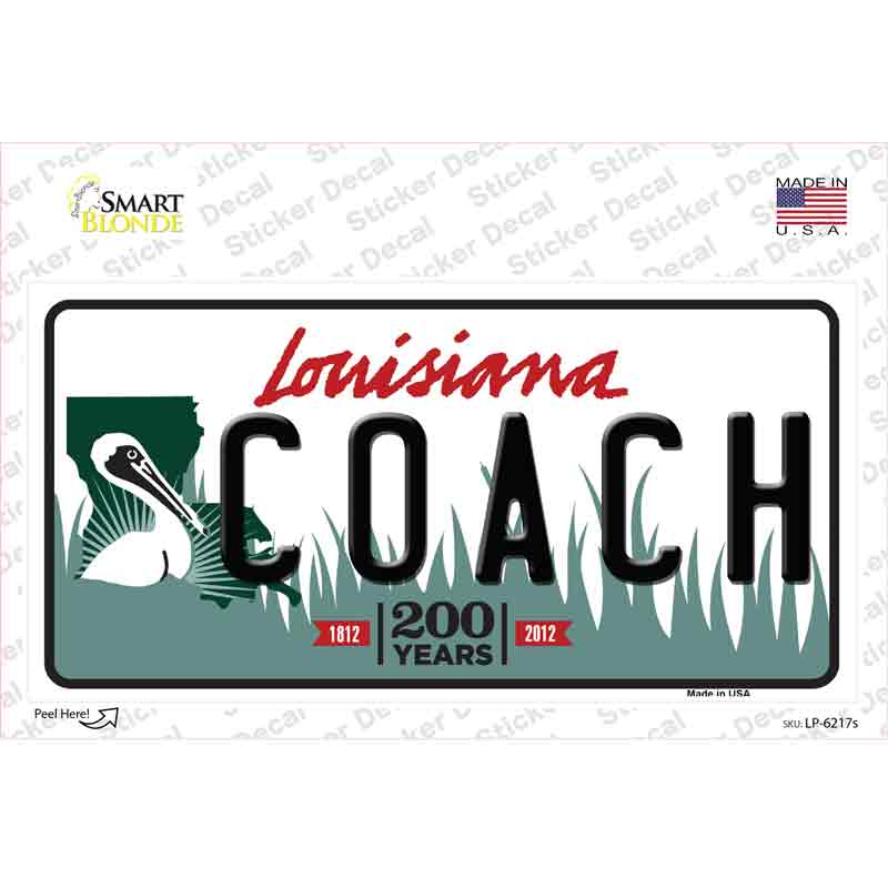 LP-6217s-M Coach Louisiana Novelty Sticker Decal - Medium