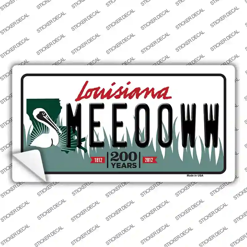 LP-6218s-S Meeooww Louisiana Novelty Sticker Decal - Small