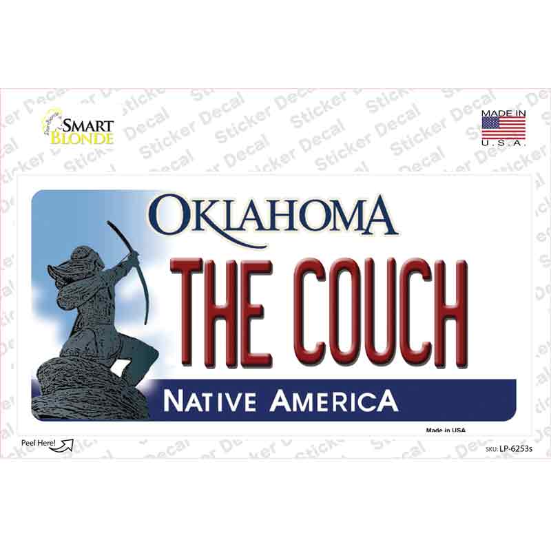 LP-6253s-M The Couch Oklahoma Novelty Sticker Decal - Medium