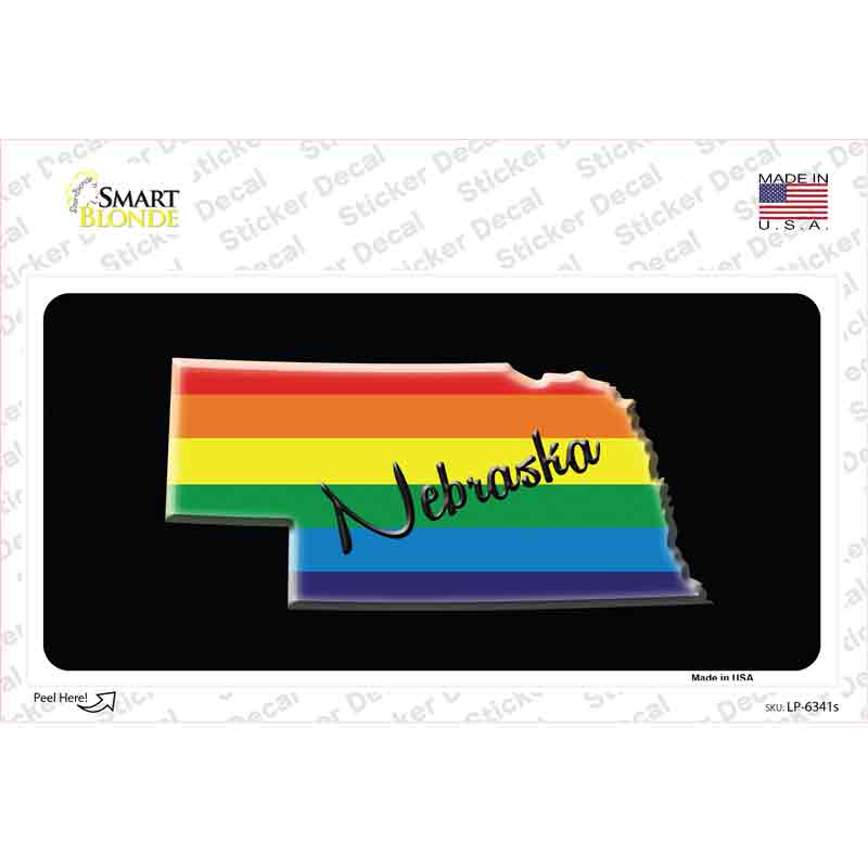 LP-6341s-M Nebraska Rainbow Novelty Sticker Decal - Medium