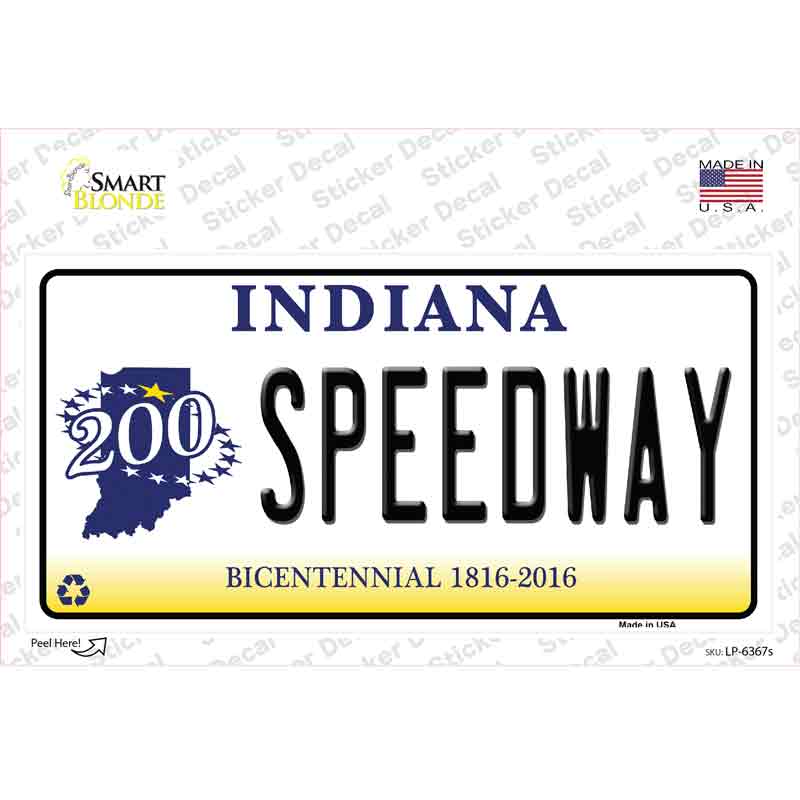 LP-6367s-M Speedway Indiana Novelty Sticker Decal - Medium