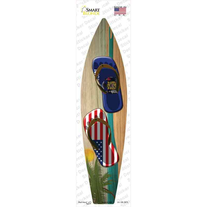 SB-287s-M Wisconsin Flag Flip Flop Novelty Surfboard Sticker Decal - Medium
