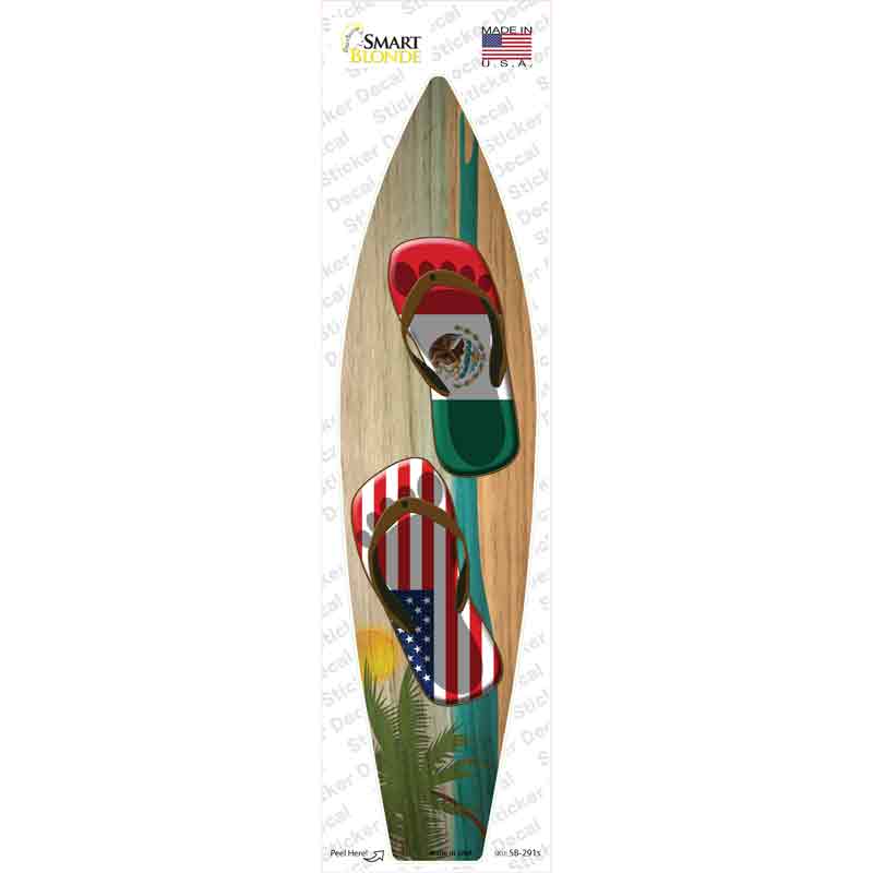SB-291s-M Mexico Flag Flip Flop Novelty Surfboard Sticker Decal - Medium